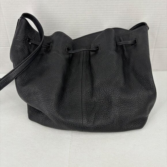 Kate Spade Grey Street Cooper Drawstring Bag Black Leather Gold Tone Crossbody - Picture 8 of 13